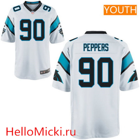 Youth Carolina Panthers #90 Julius Peppers Nike Game Road White NFL Jersey