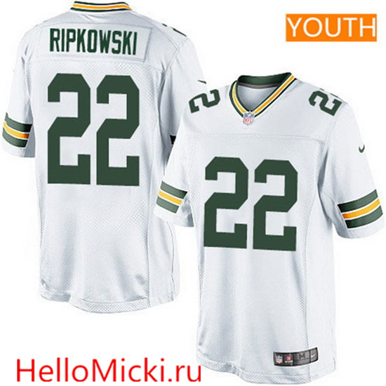 Youth Green Bay Packers #22 Aaron Ripkowski Nike Game Road White NFL Jersey