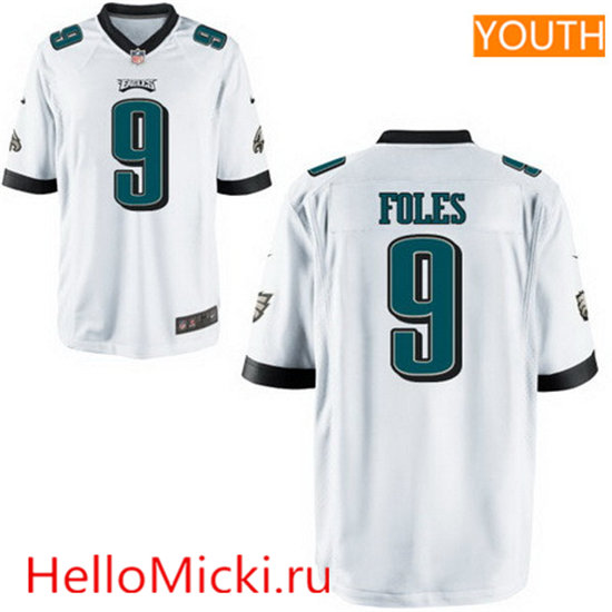 Youth Philadelphia Eagles #9 Nick Foles Nike Game Road White NFL Jersey