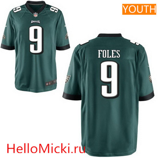 Youth Philadelphia Eagles #9 Nick Foles Nike Midnight Green Player Game Jersey