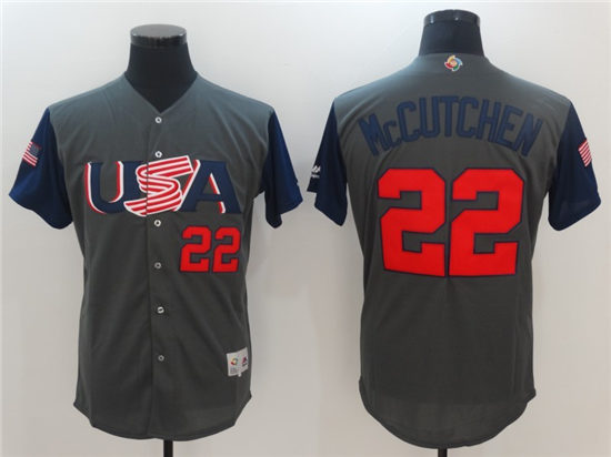 Men's USA Baseball #22 Andrew McCutchen Majestic Gray 2017 World Baseball Classic Stitched Authentic Jersey