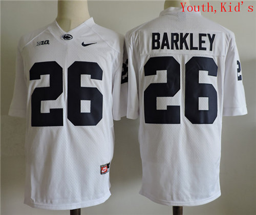 Youth Penn State Nittany Lions #26 Saquon Barkley Nike White with Name Limited Kid's NCAA College Football Jersey