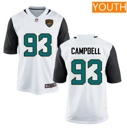 Youth Jacksonville Jaguars #93 Calais Campbell White Road Nike Game Jersey