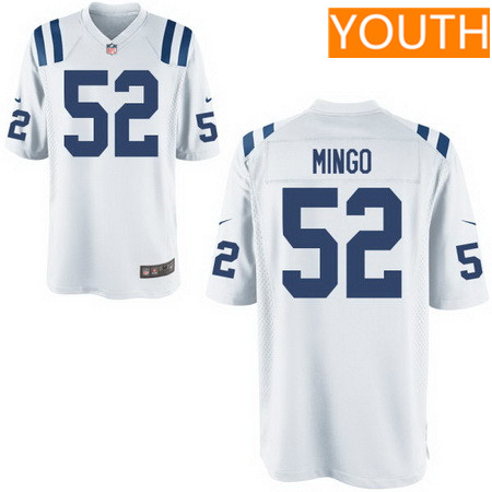 Youth Indianapolis Colts #52 Barkevious Mingo White Road Nike Game Football Jersey