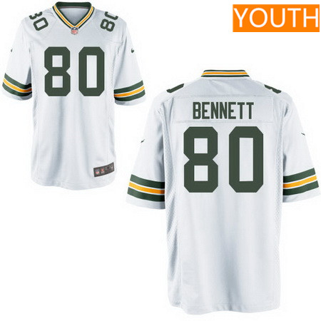 Youth Green Bay Packers #80 Martellus Bennett Nike Game Road White NFL Jersey