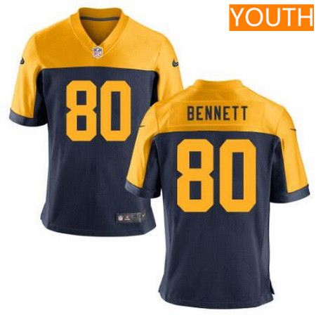 Youth Green Bay Packers #80 Martellus Bennett Nike Elite Navy Blue Alternate NFL Jersey