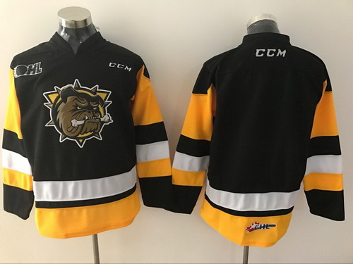 Men's Hamilton Bulldogs Blank Black Stitched OHL CCM Ice Hockey Jersey