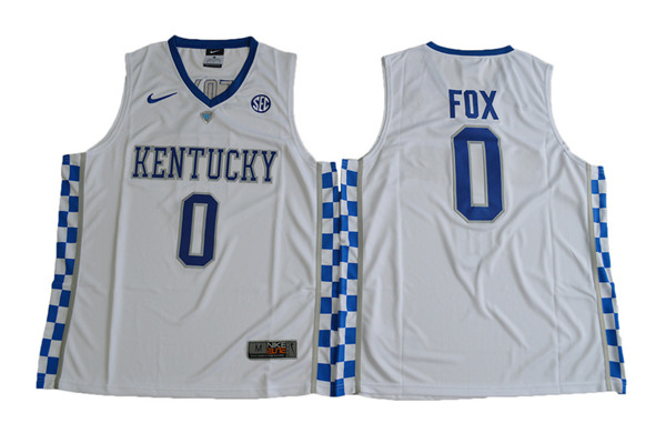 Men's Kentucky Wildcats #0 De'Aaron Fox White College Basketball 2017 Nike Swingman Stitched NCAA Jersey