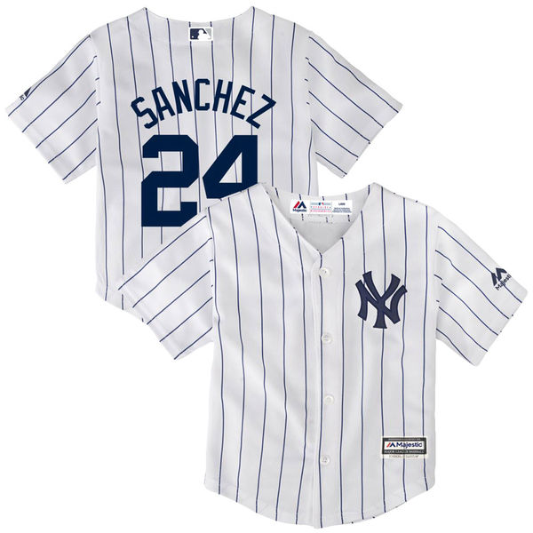 Toddlers New York Yankees #24 Gary Sanchez Majestic White Home with Name Cool Base Player Jersey