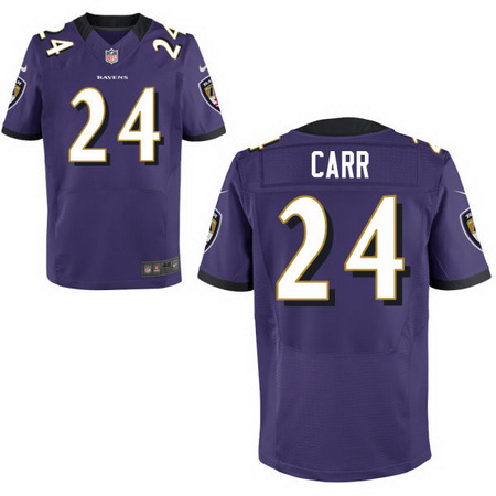 Men's Baltimore Ravens #24 Brandon Carr Nike Elite Purple Team Color NFL Jersey