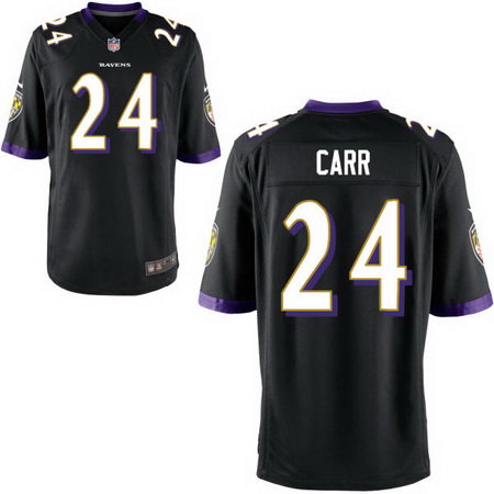 Men's Baltimore Ravens #24 Brandon Carr Nike Black Elite Player Football Jersey