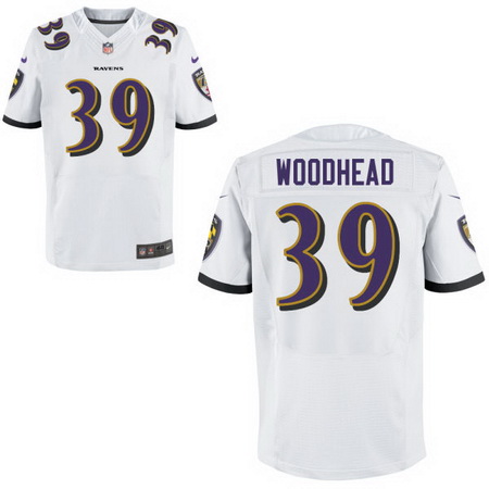 Men's Baltimore Ravens #39 Danny Woodhead Nike White Elite Player Football Jersey