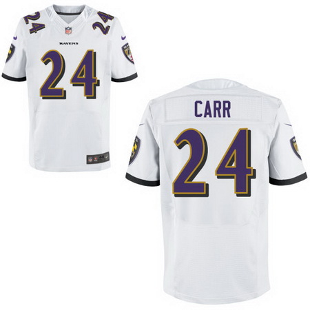 Men's Baltimore Ravens #24 Brandon Carr Nike White Elite Player Football Jersey