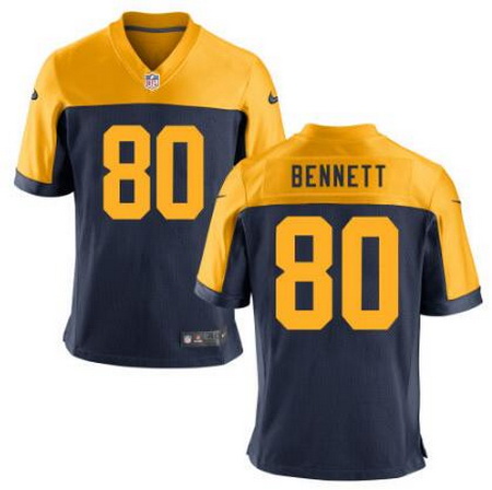 Men's Green Bay Packers #80 Martellus Bennett Nike Elite Navy/Gold Alternate NFL Jersey