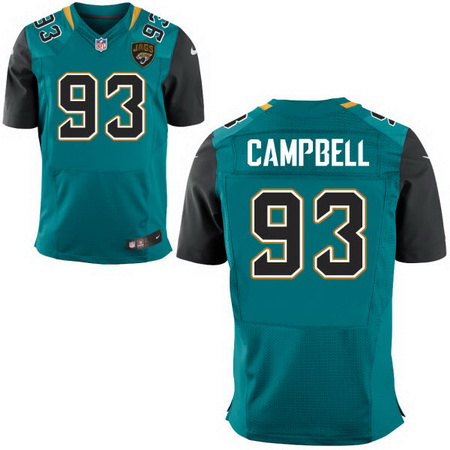 Men's Jacksonville Jaguars #93 Calais Campbell Teal Green Team Color Nike Elite Jersey