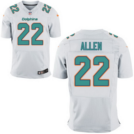 Men's Miami Dolphins # 22 Nate Allen White Nike Elite Football Jersey