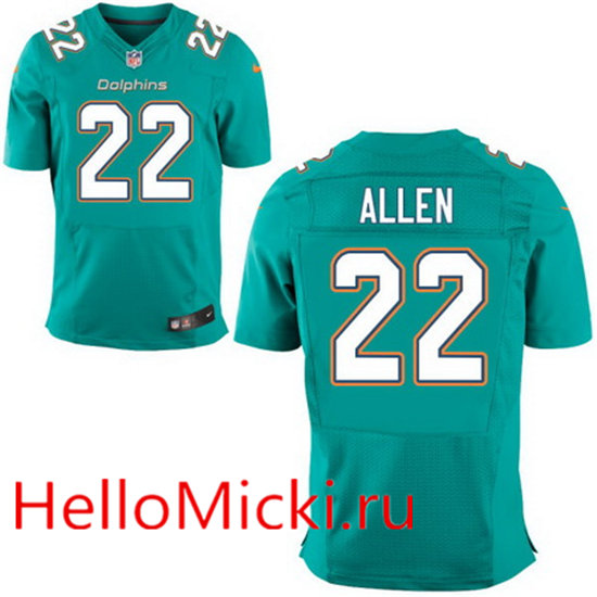 Men's Miami Dolphins # 22 Nate Allen Green Team Color Nike Elite Jersey