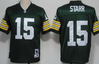 Men's Green Bay Packers #15 Bart Starr Green Short-Sleeved Throwback Jersey