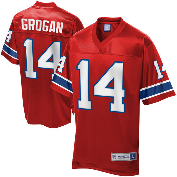 Men's New England Patriots Steve Grogan Red Retired Player Jersey