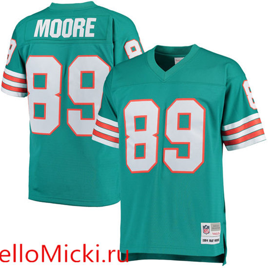 Men's Miami Dolphins Nat Moore Mitchell & Ness Aqua Retired Player Replica Jersey