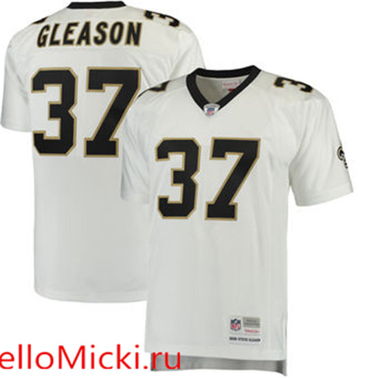 Men's New Orleans Saints #37 Steve Gleason Mitchell & Ness White 2006 Retired Player Throwback Jersey