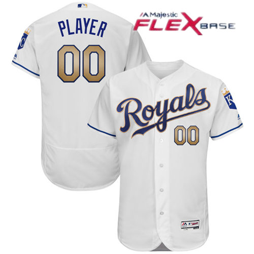 Men's Kansas City Royals Majestic White 2017 Home Flex Base Authentic Custom Jersey