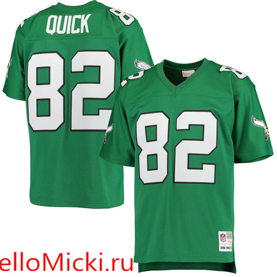 Men's Philadelphia Eagles Retired Player #82 Mike Quick Mitchell & Ness Midnight Green Throwback Jersey