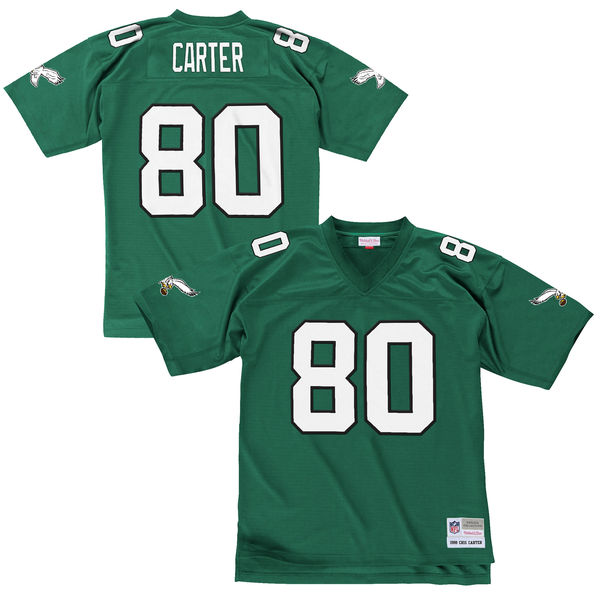 Mens Philadelphia Eagles Retired Player #80 Cris Carter Mitchell & Ness 1988 Kelly Green Throwback Jersey