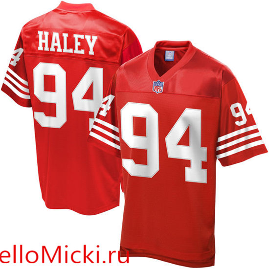 Men's San Francisco 49ers Retired Player #94 Charles Haley Scarlet Mitchell & Ness Stitched Throwback Jersey