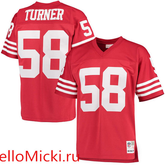 Men's San Francisco 49ers Retired Player #58 Keena Turner Scarlet Mitchell & Ness Stitched Throwback Jersey