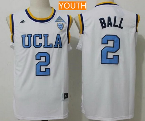 Youth UCLA Bruins #2 Lonzo Ball White College Basketball 2017 adidas Swingman Stitched NCAA Jersey