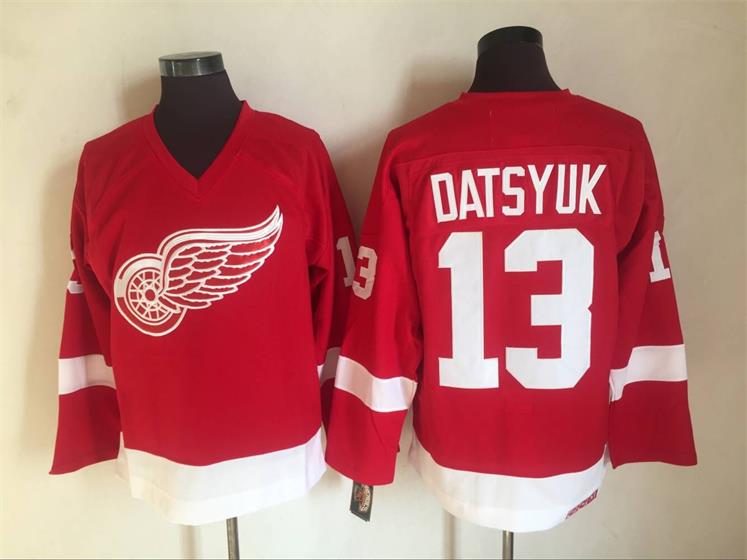 Men's Detroit Red Wings #13 Pavel Datsyuk Red CCM Vintage Throwback Jersey