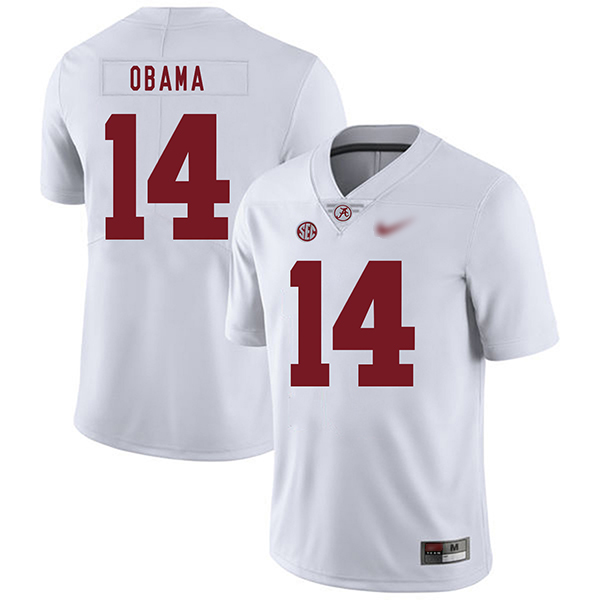 Barack Obama Alabama Crimson Tide Men's Jersey - #14 NCAA White Game Authentic