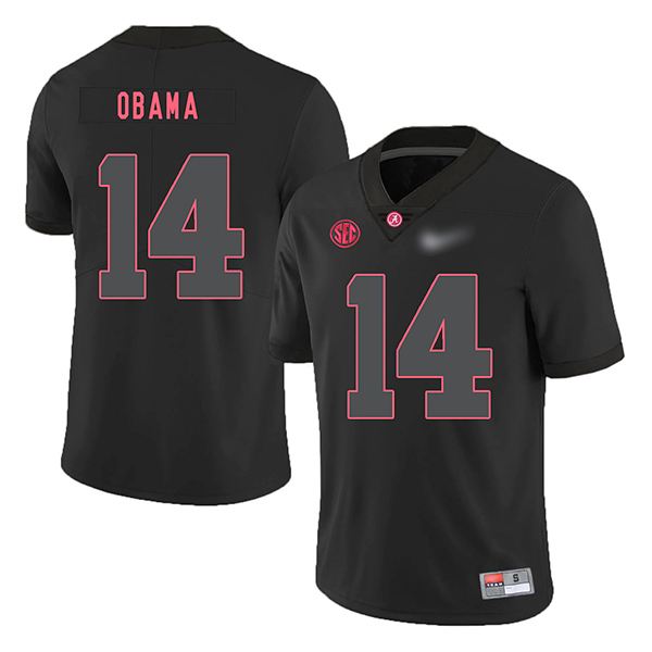 Barack Obama Alabama Crimson Tide Men's Jersey - #14 NCAA Black Game Authentic