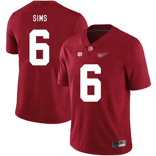 Blake Sims Alabama Crimson Tide Men's Jersey - #6 NCAA Red Game Authentic