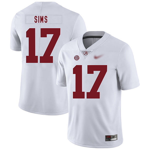 Cam Sims Alabama Crimson Tide Men's Jersey - #17 NCAA White Game Authentic