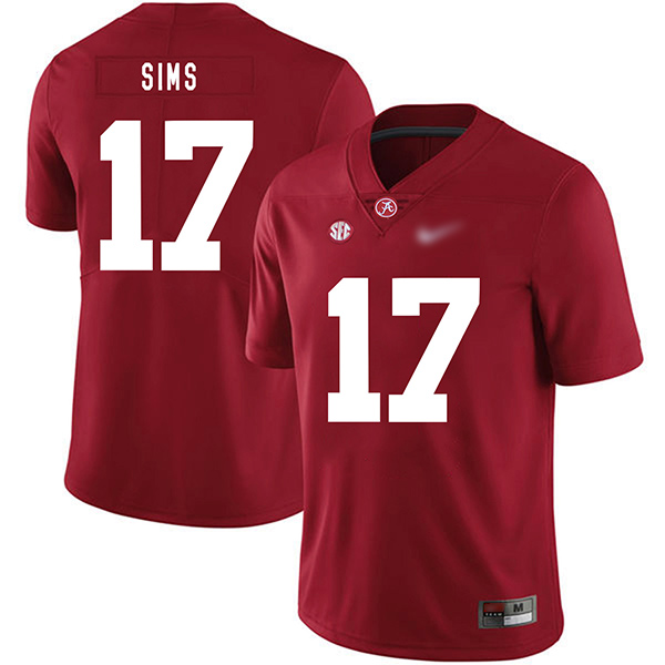 Cam Sims Alabama Crimson Tide Men's Jersey - #17 NCAA Red Game Authentic