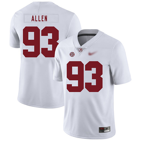 Jonathan Allen Alabama Crimson Tide Men's Jersey - #93 NCAA White Game Authentic
