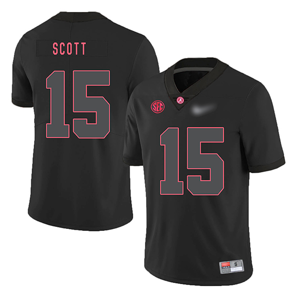 JK Scott Alabama Crimson Tide Men's Jersey - #15 NCAA Black Game Authentic