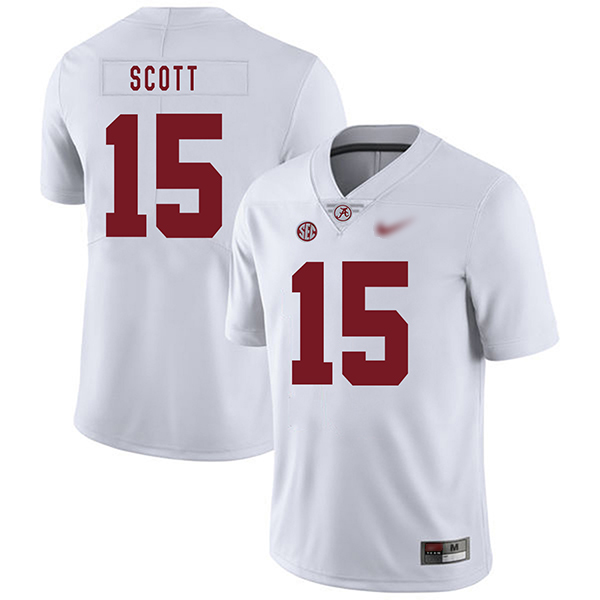JK Scott Alabama Crimson Tide Men's Jersey - #15 NCAA White Game Authentic