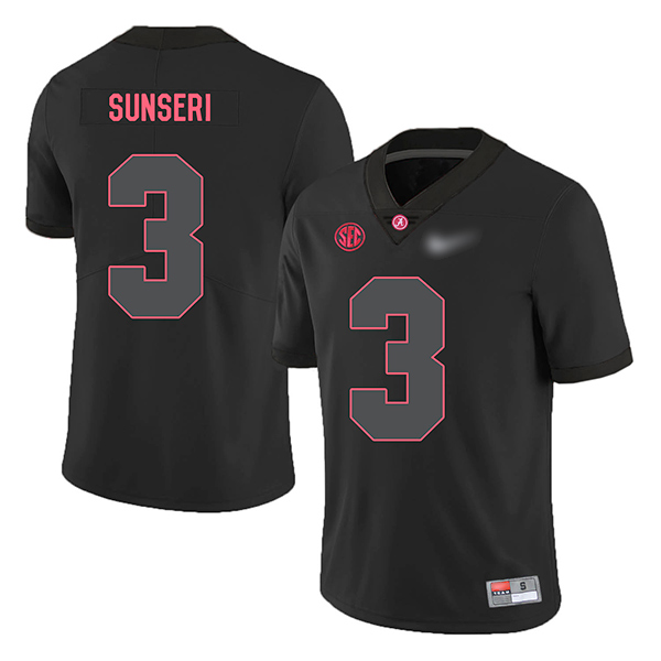 Vinnie Sunseri Alabama Crimson Tide Men's Jersey - #3 NCAA Black Game Authentic