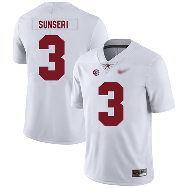Vinnie Sunseri Alabama Crimson Tide Men's Jersey - #3 NCAA White Game Authentic