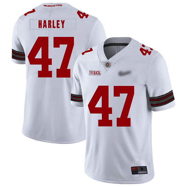 Chic Harley Ohio State Buckeyes Men's Jersey - #47 NCAA White Replica Authentic