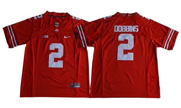 Men's Ohio State Buckeyes #2 J. K. Dobbins Red Football Jersey