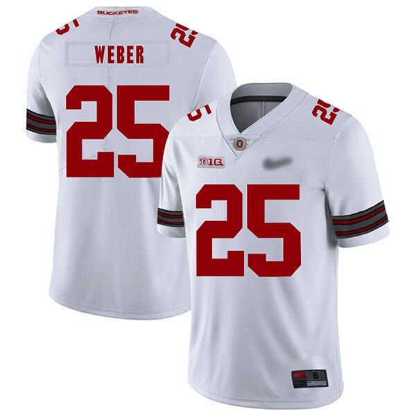 Men's Ohio State Buckeyes #25 Mike Weber Jr. Nike White Football Jersey