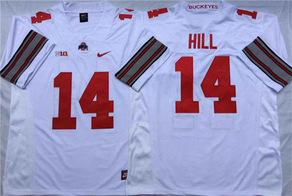 Men's Ohio State Buckeyes#14 K.J. Hill White Football Jersey