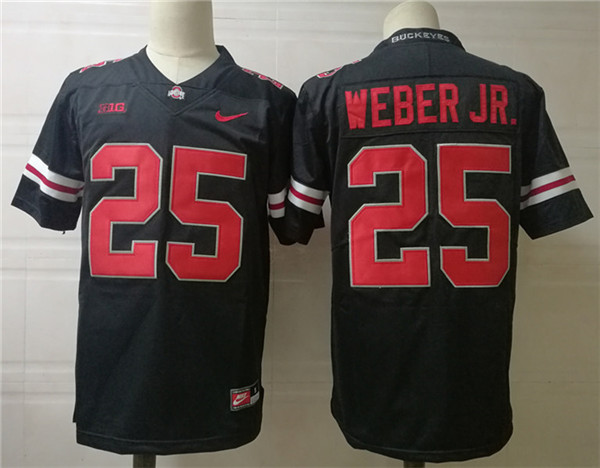 Men's Ohio State Buckeyes #25 Mike Weber Jr. Nike  Blackout Football Jersey