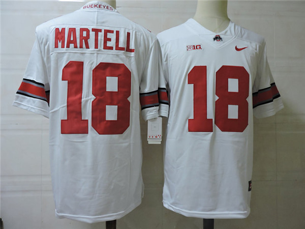 Men's Ohio State Buckeyes #18 Tate Martell White Football Jersey
