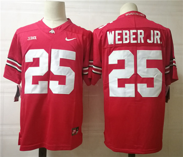 Men's Ohio State Buckeyes #25 Mike Weber Jr. Nike Red Football Jersey