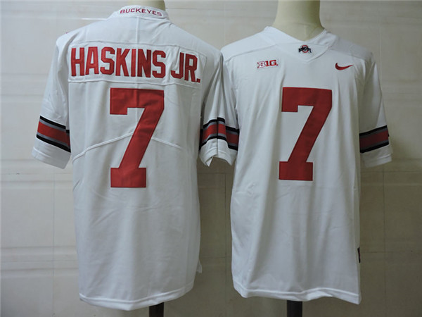 Men's Ohio State Buckeyes #7 Dwayne Haskins White Football Jersey
